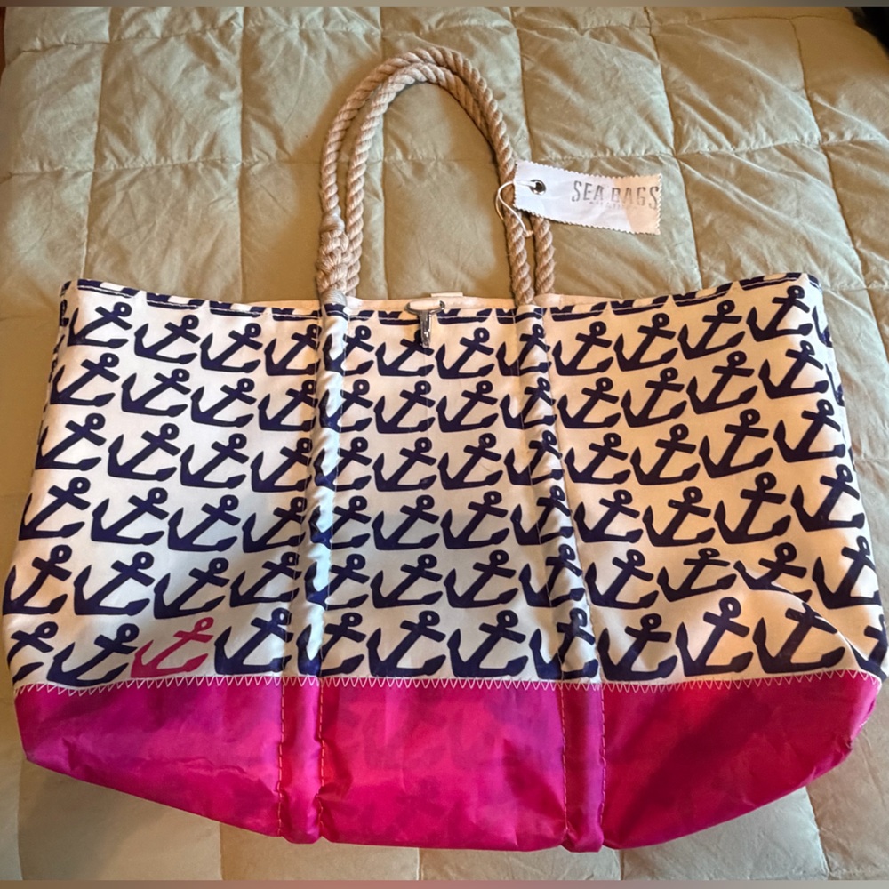 Sea Bags of Maine large nautical tote.  Lots of storage.  Like new!